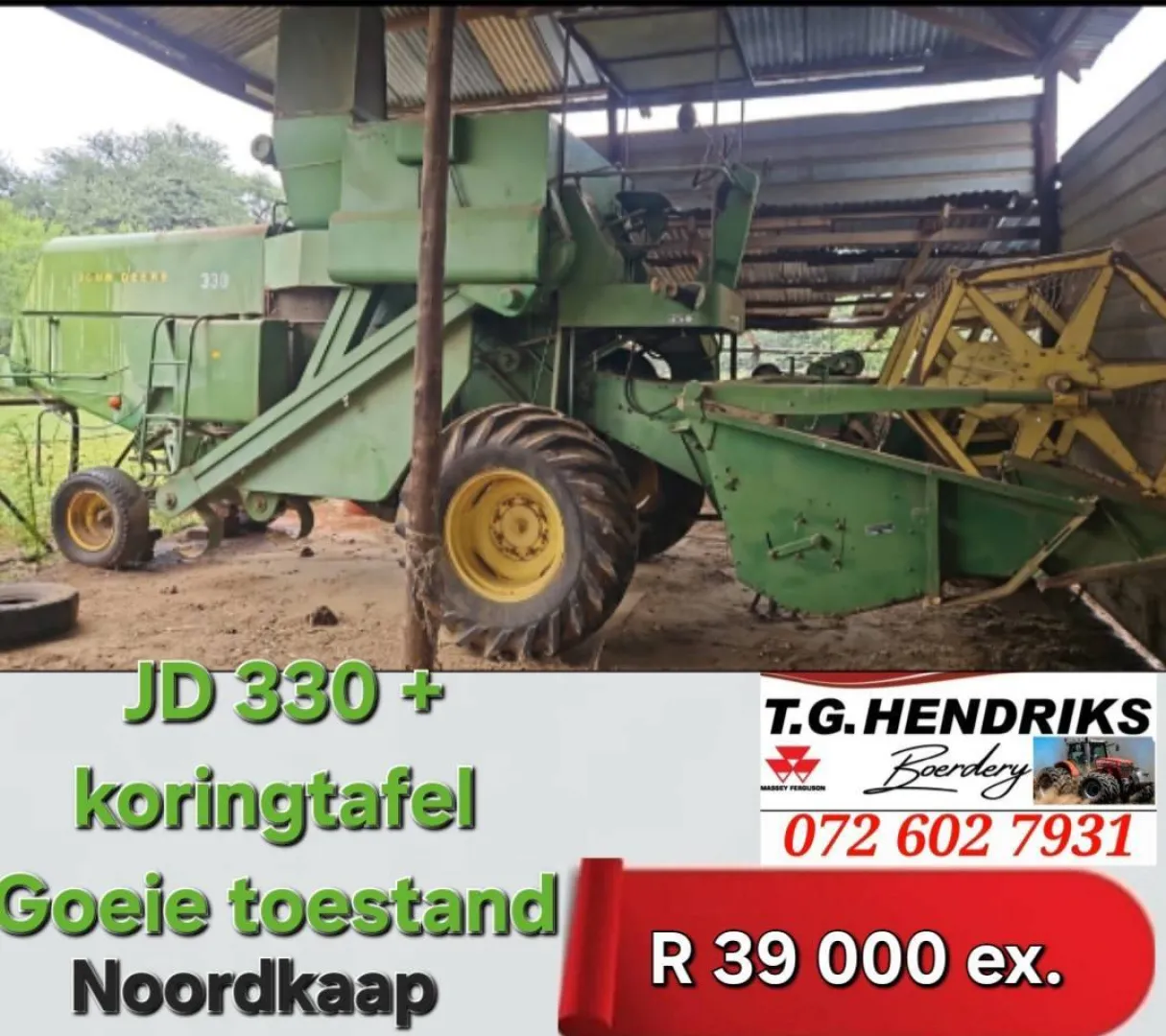 John Deere 330 + Koringtafel | T.G. Hendriks