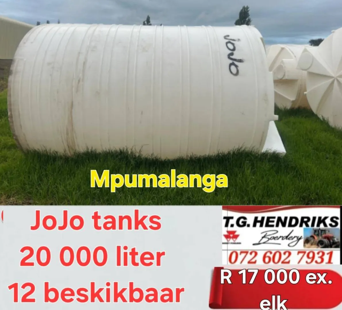 JoJo tanks 20 00 liter  T.G. Hendriks
