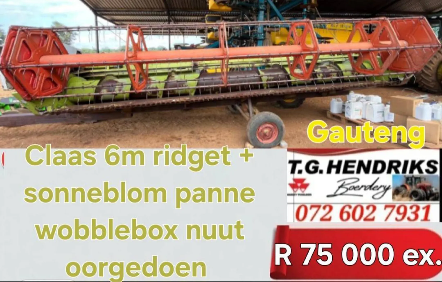 Claas 6m ridget met sonneblom panne | T.G. Hendriks