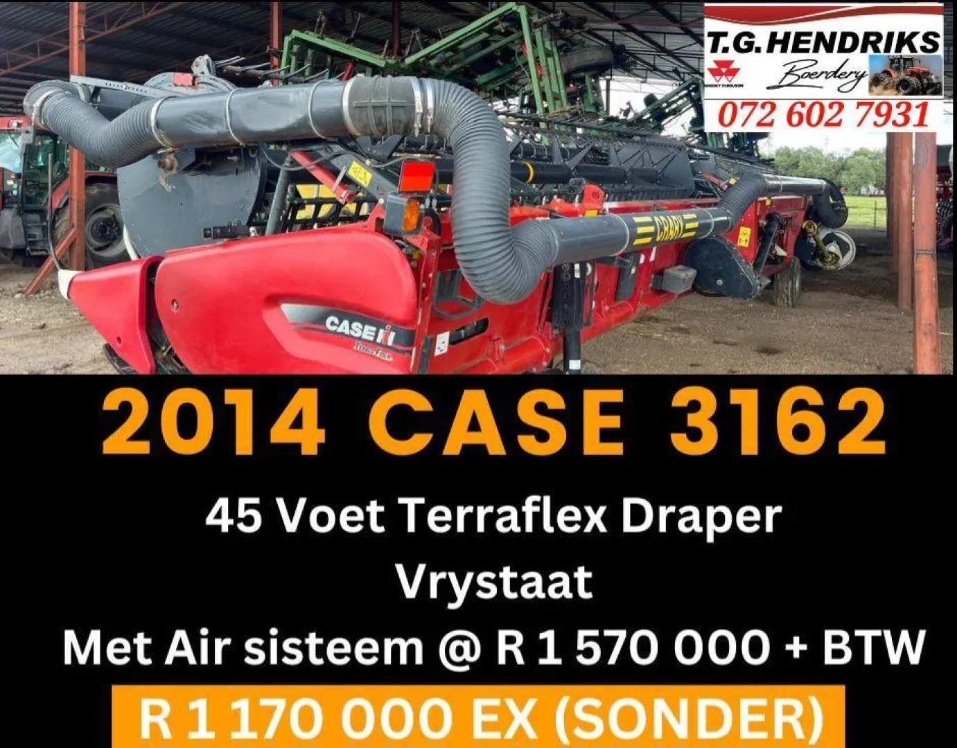 2014 Case 3162 / 45 voet terraflex draper | T.G. Hendriks