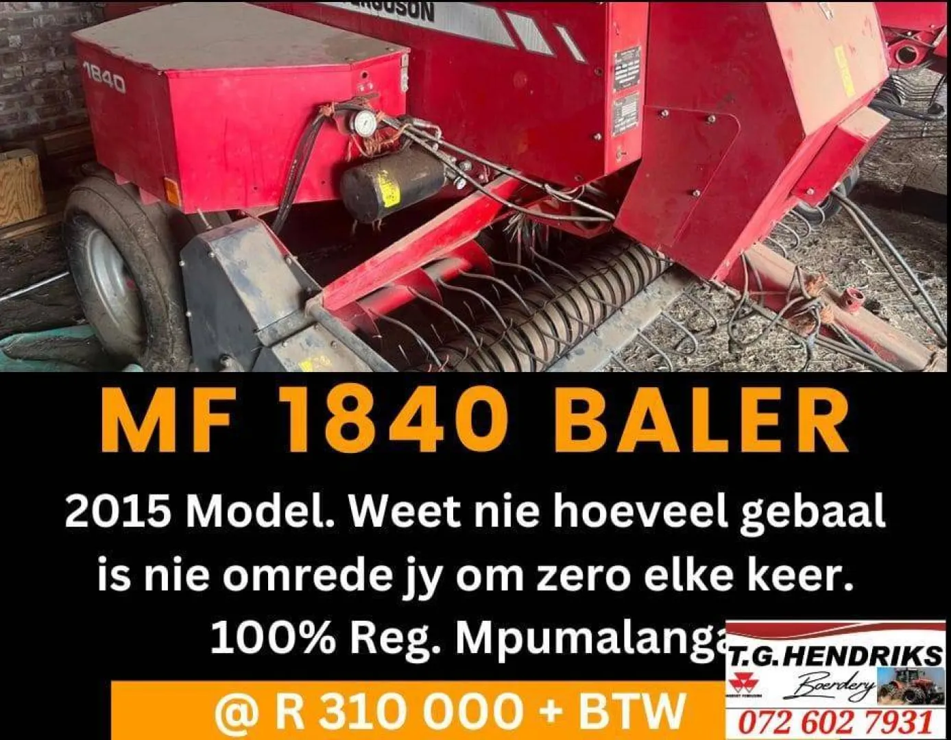 MF 1840 baler / 2015 model | T.G. Hendriks