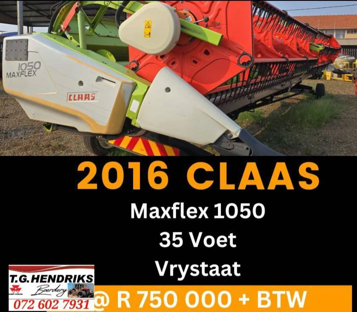 2016 Claas /maxflex 1050 / 35 voet | BTW Uitgesluit