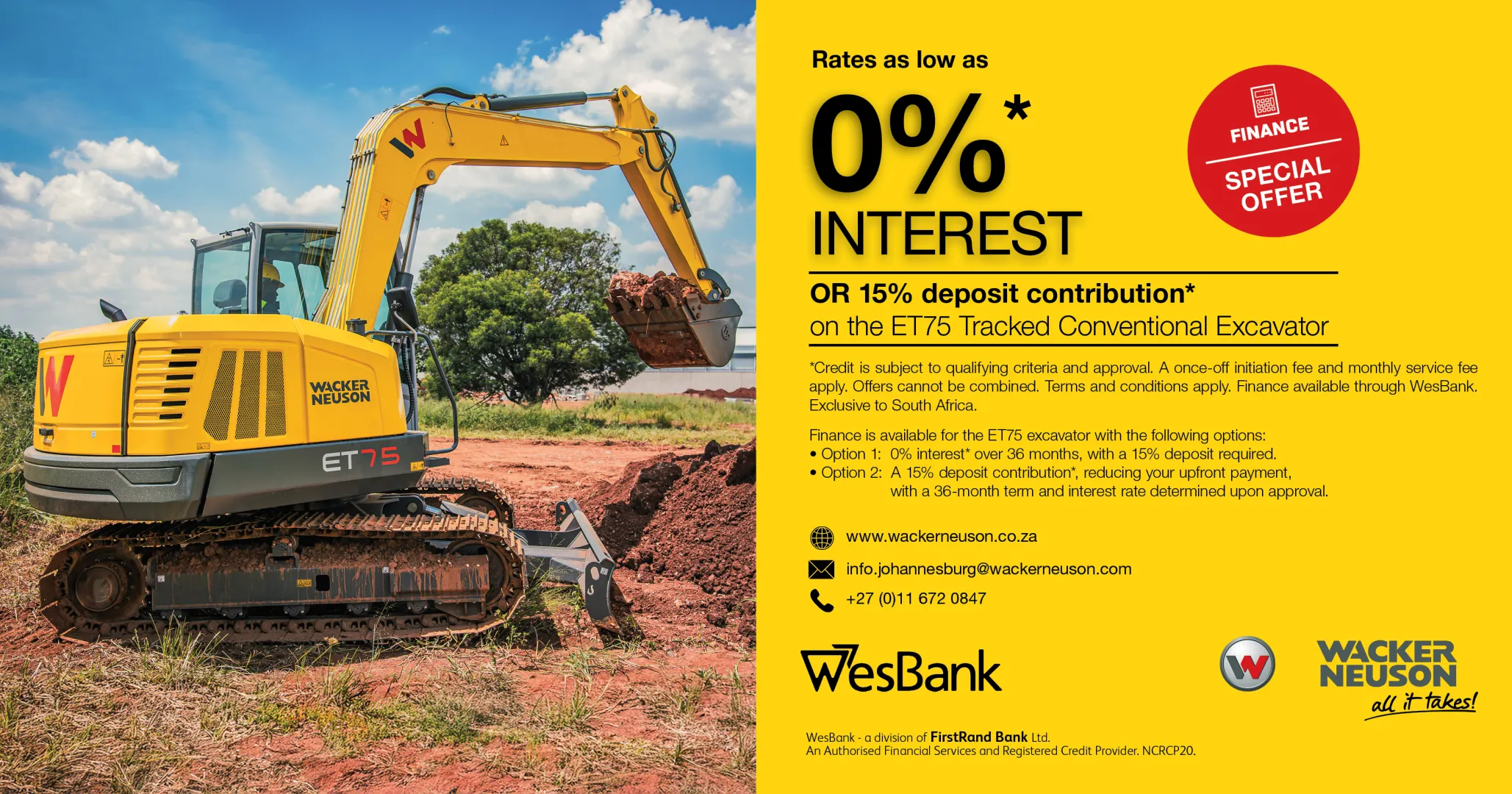 Finance is available for the ET75 Tracked Conventional Excavator | Wacker Neuson