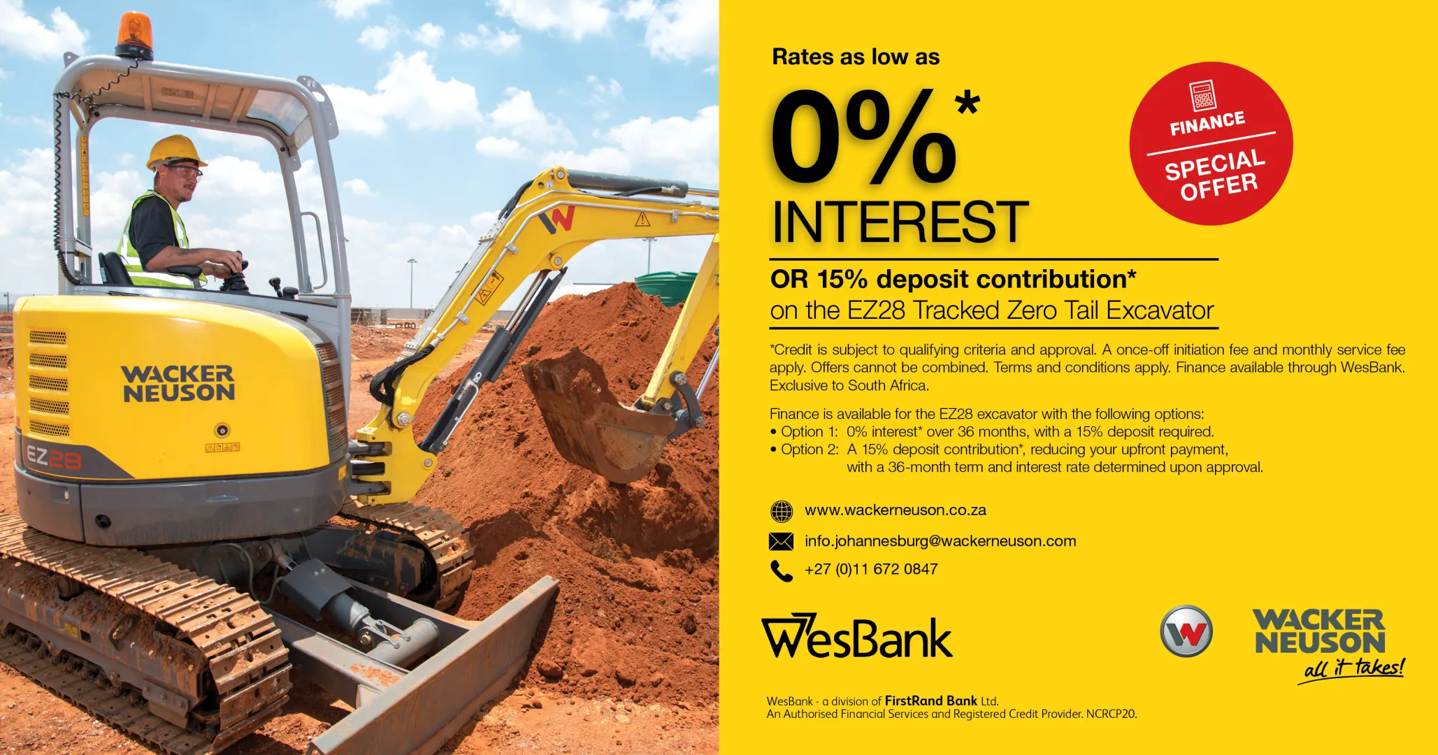 Finance is available for the EZ28 Tracked Zero Tail Excavator | Wacker Neuson