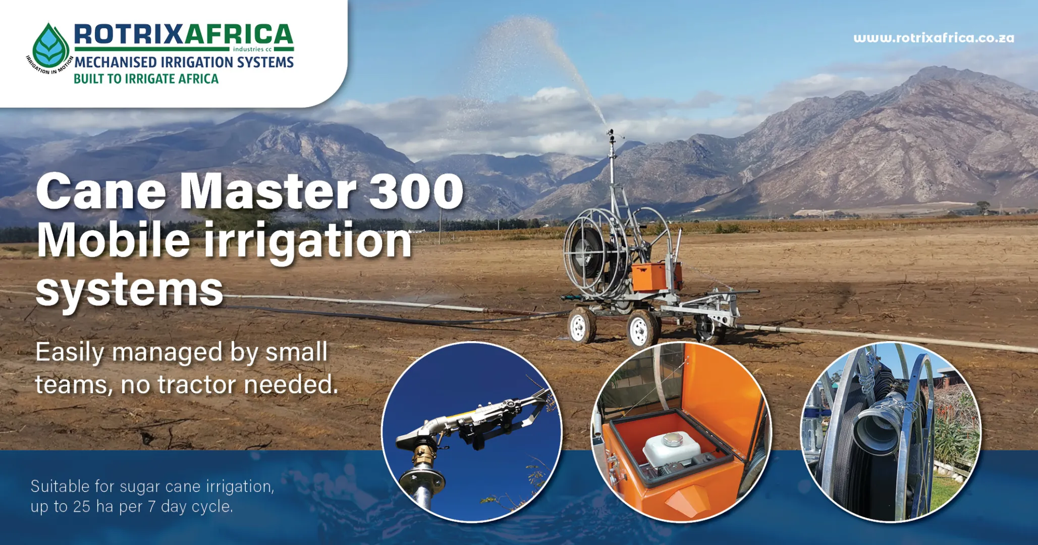 Cane master 300 mobile irrigation | H.E Jackson Engineering – trusted Rotrix partner
