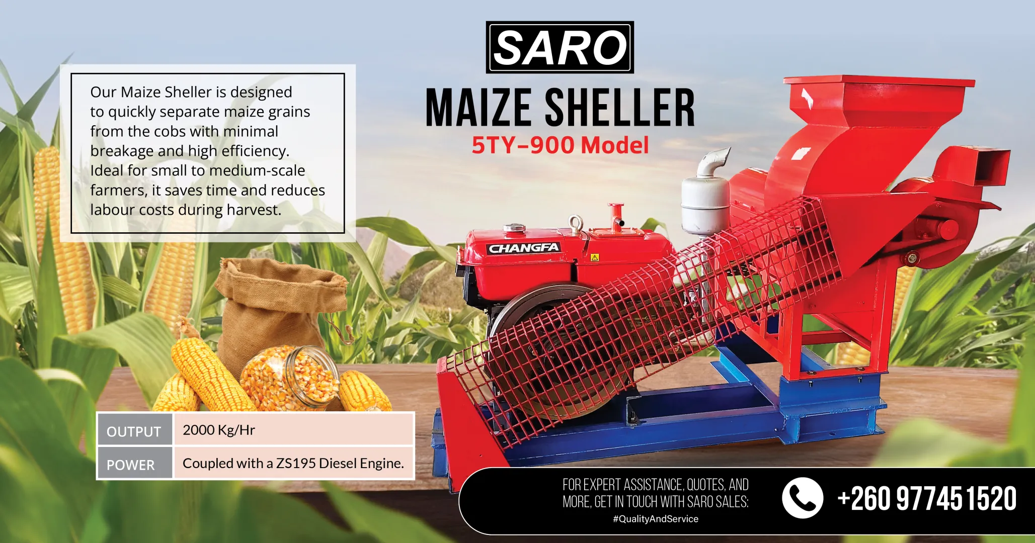 Maize Sheller 5TY-900 Model | Saro Agro