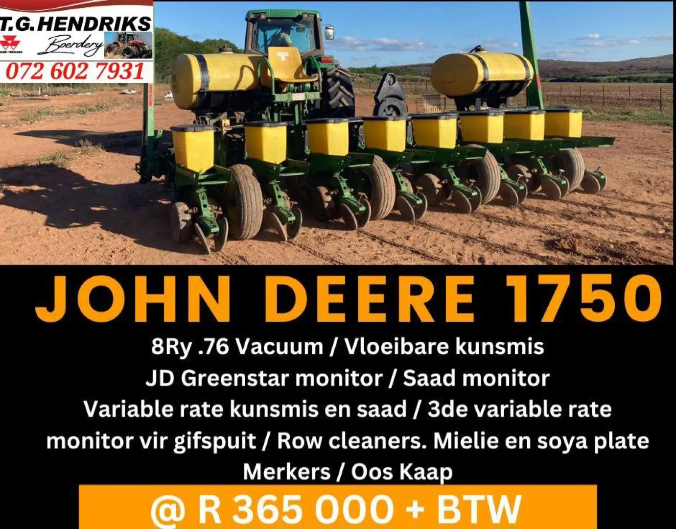 John Deere 1750 8Ry .76 vacuum | T.G. Hendriks