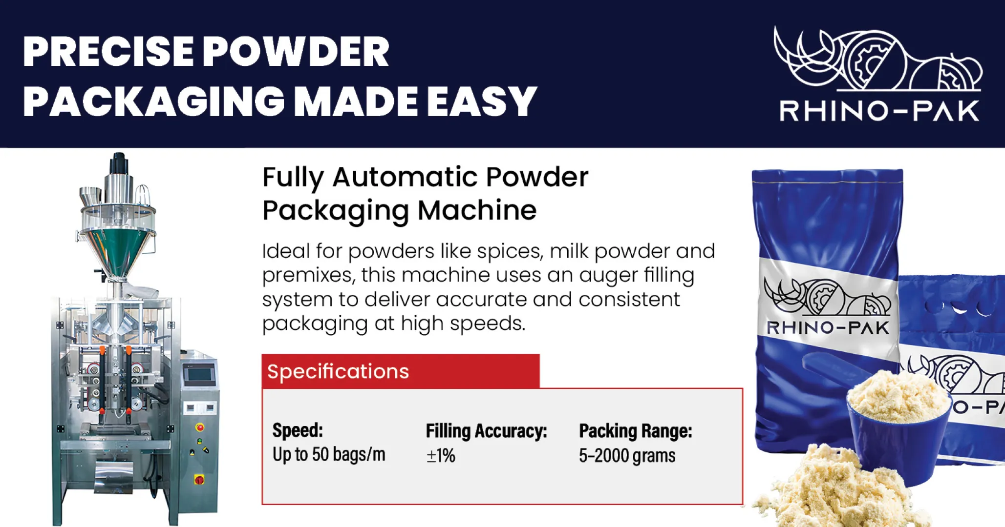 Fully Automatic Powder Packaging Machine | Rhino-pak
