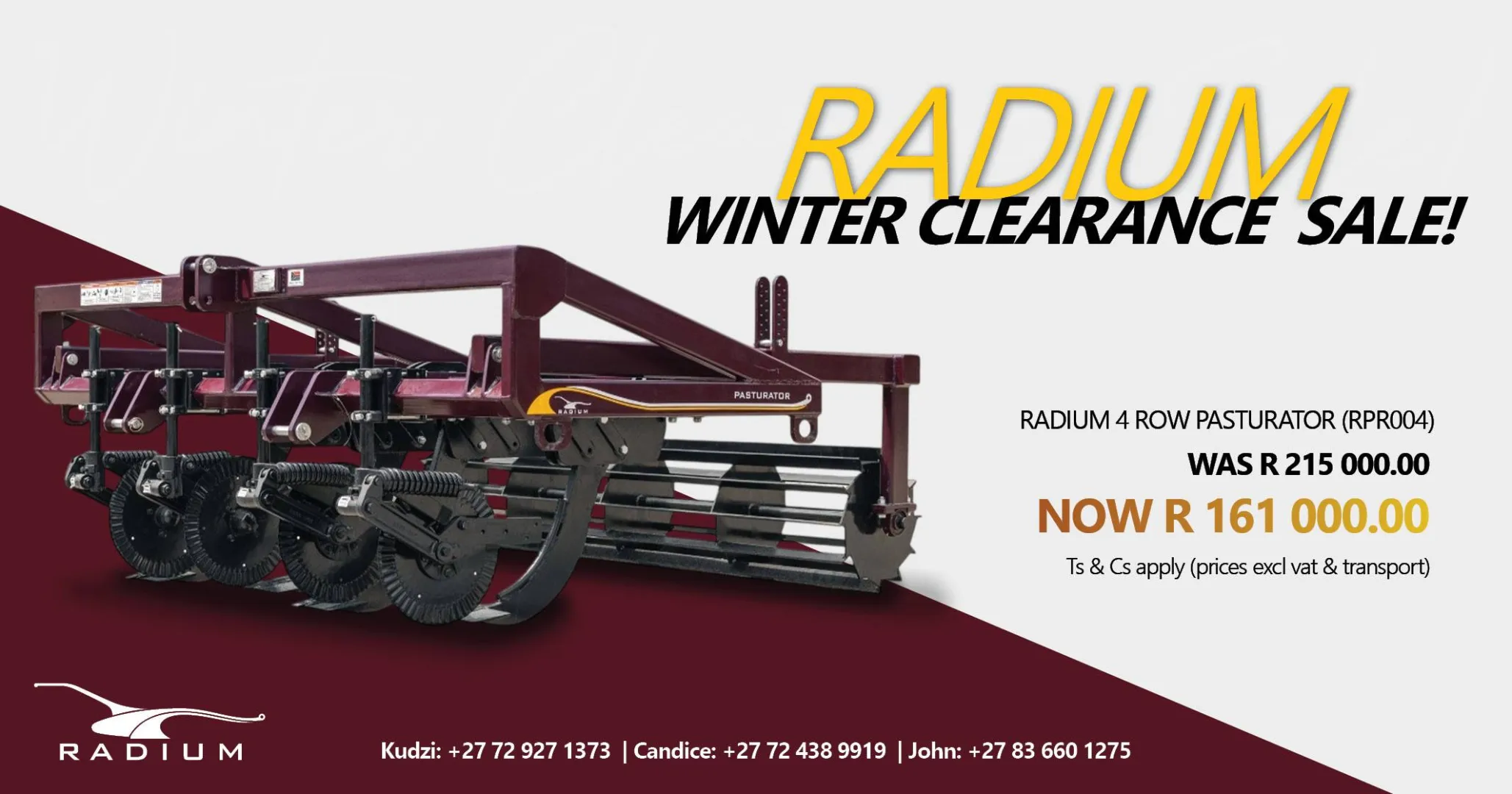 4 Row Pasturator | Winter clearance sale | Radium Engineering