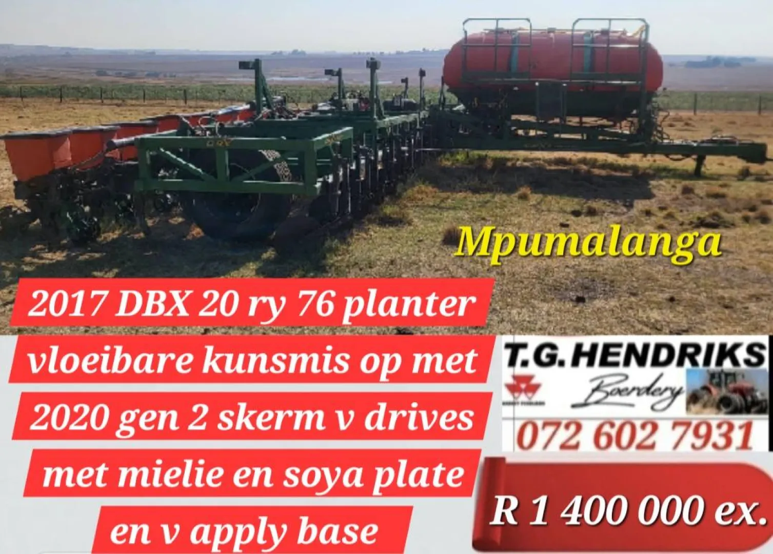 2017 DBX 20 ry 76 planter | T.G. Hendriks