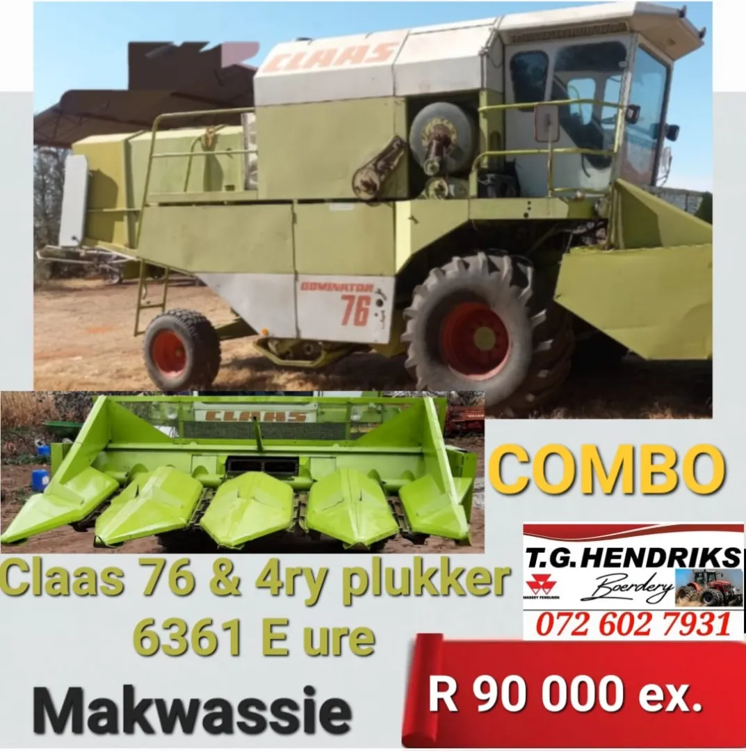 Claas 76 &amp; 4ry plukker combo | T.G Hendriks boerdery
