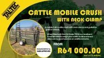 Mobile cattle crush 2.4m with neck clamp & rear guillotine gate | Tal-Tec