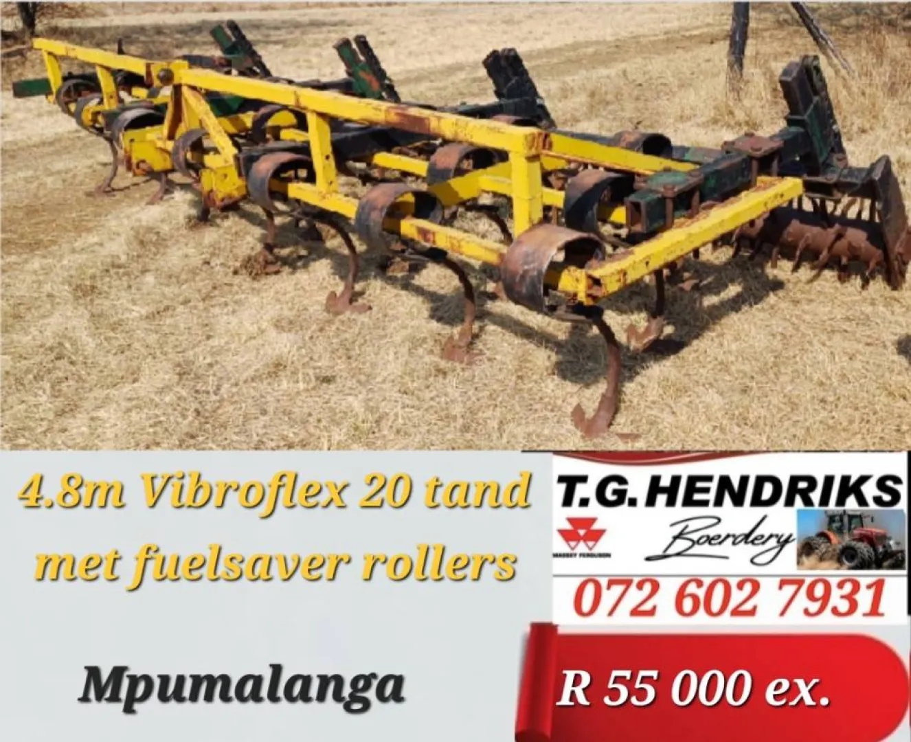 4.8m Vibroflex 20 tand met fuelsaver rollers | T.G. Hendriks