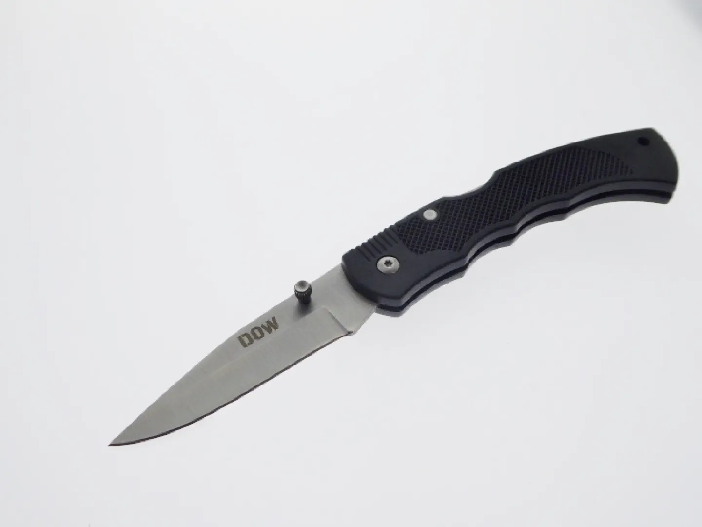 DOW. Folding knife, back lock, Black Plastic Handle (K2077) | Outdoor Innovation