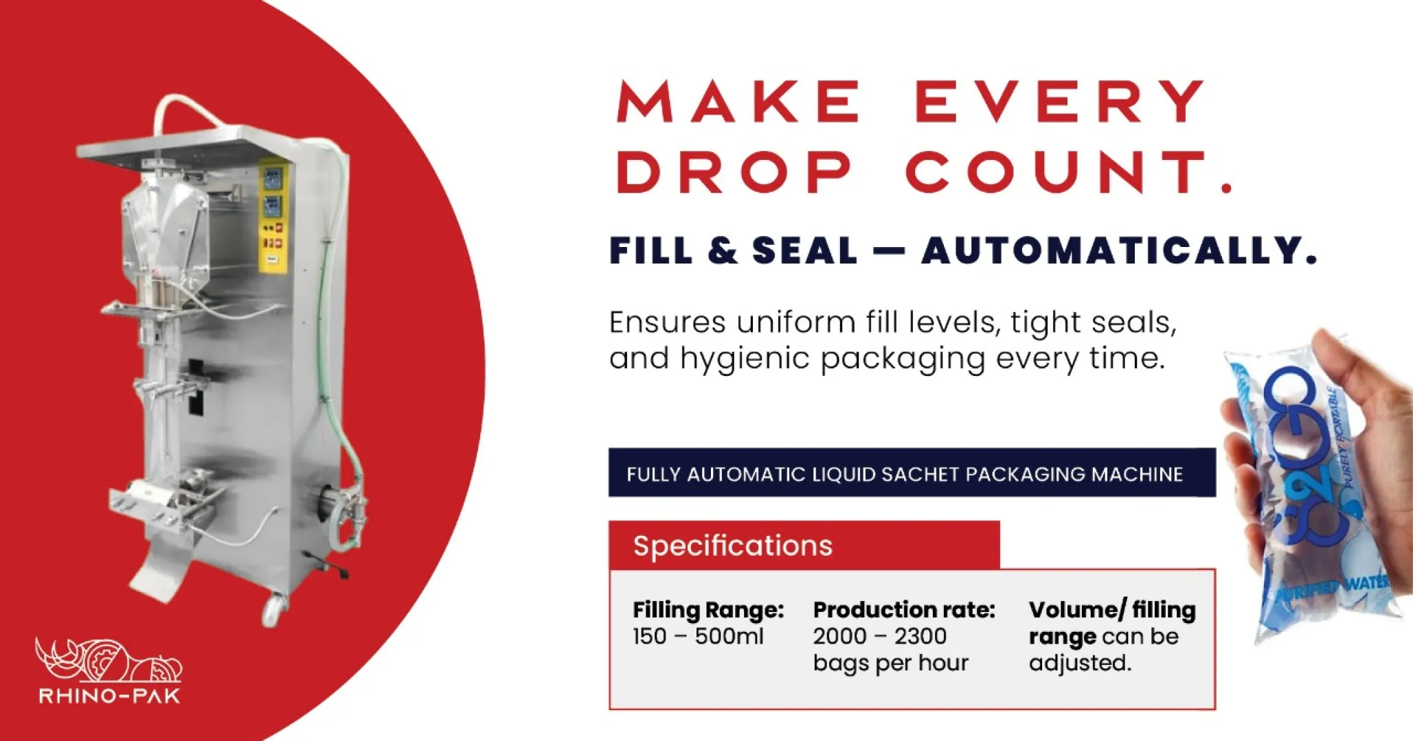 Fully Automatic Liquid Sachet Packaging Machine | Rhino-pak