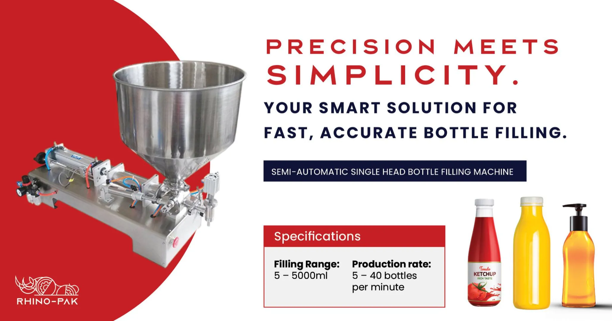 Semi-Automatic Single Head Bottle Filling Machine | Rhino-pak
