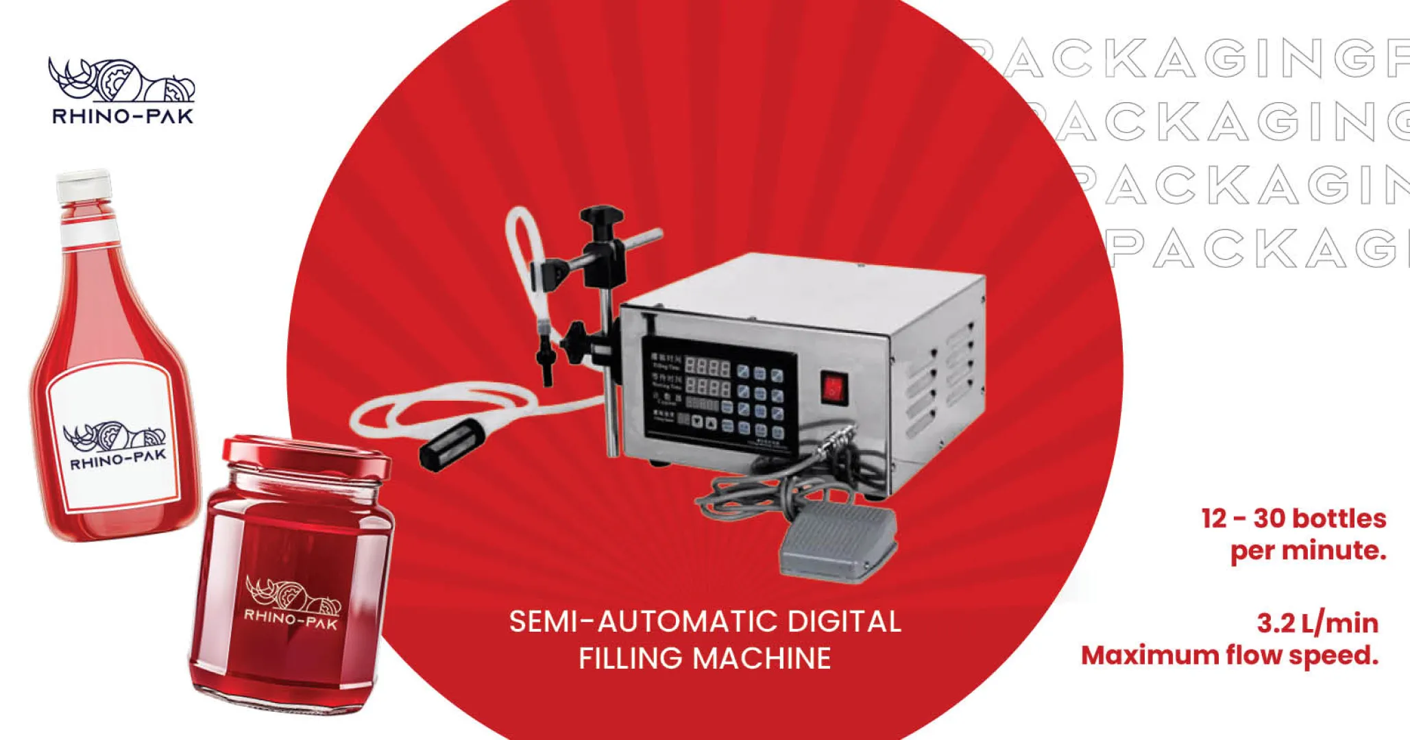Semi-Automatic Digital Filling Machine | Rhino-pak