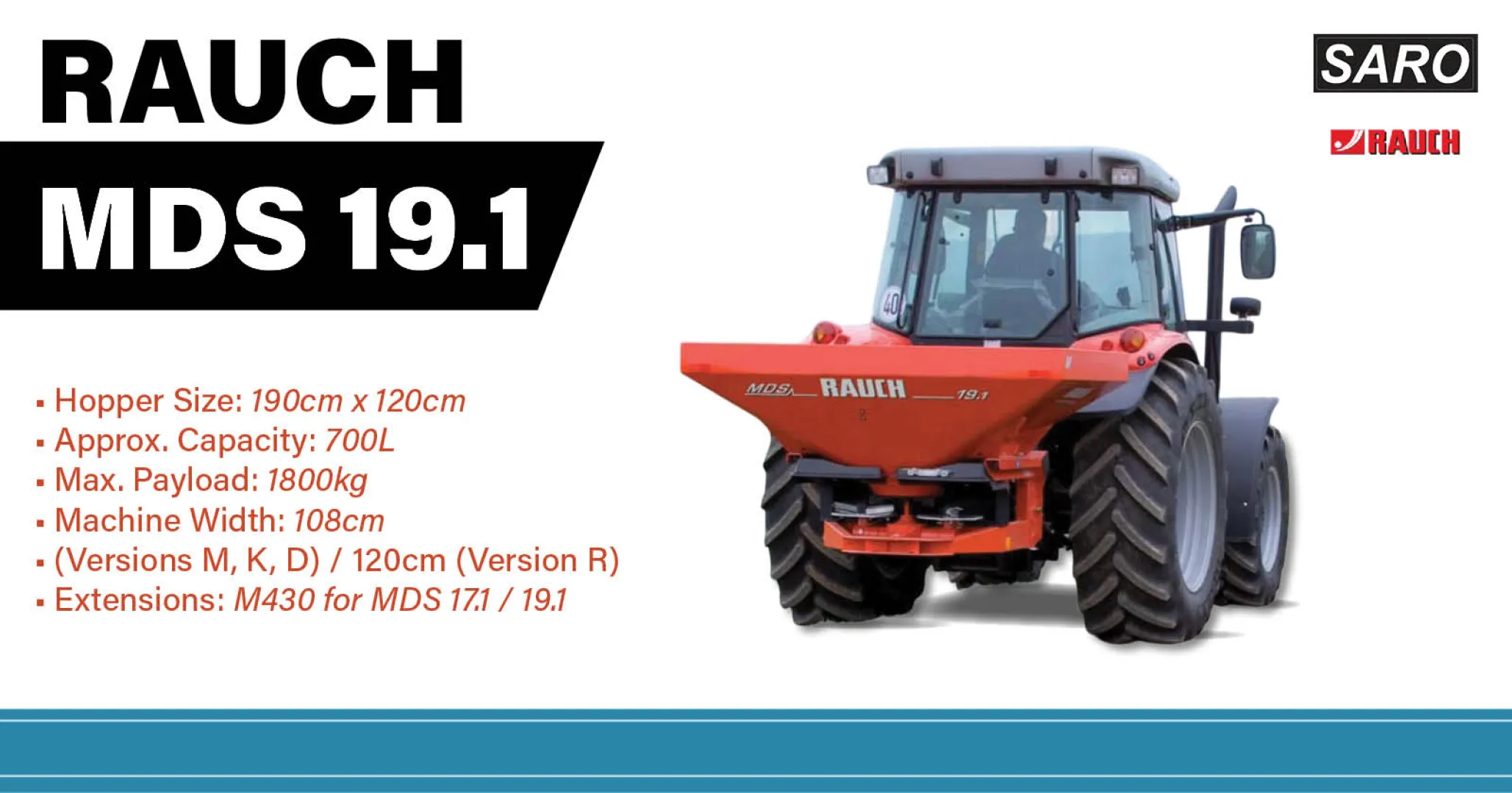 RAUCH MDS 19.1: Precision Spreading with 1800kg Max Payload | Saro Agro