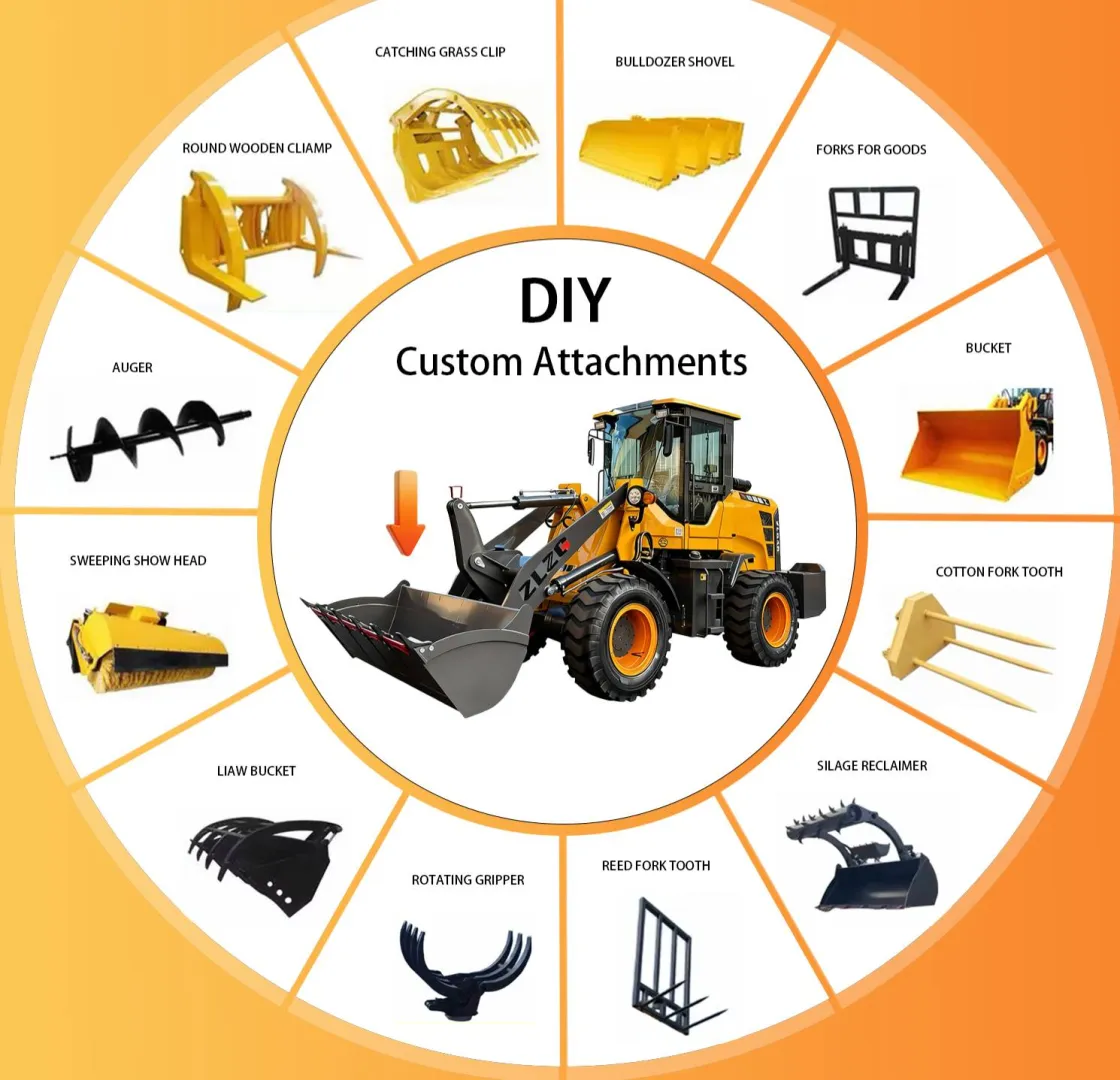 Mini Concrete Mixer Bucket Front End Diesel Loader Wheeled Loader