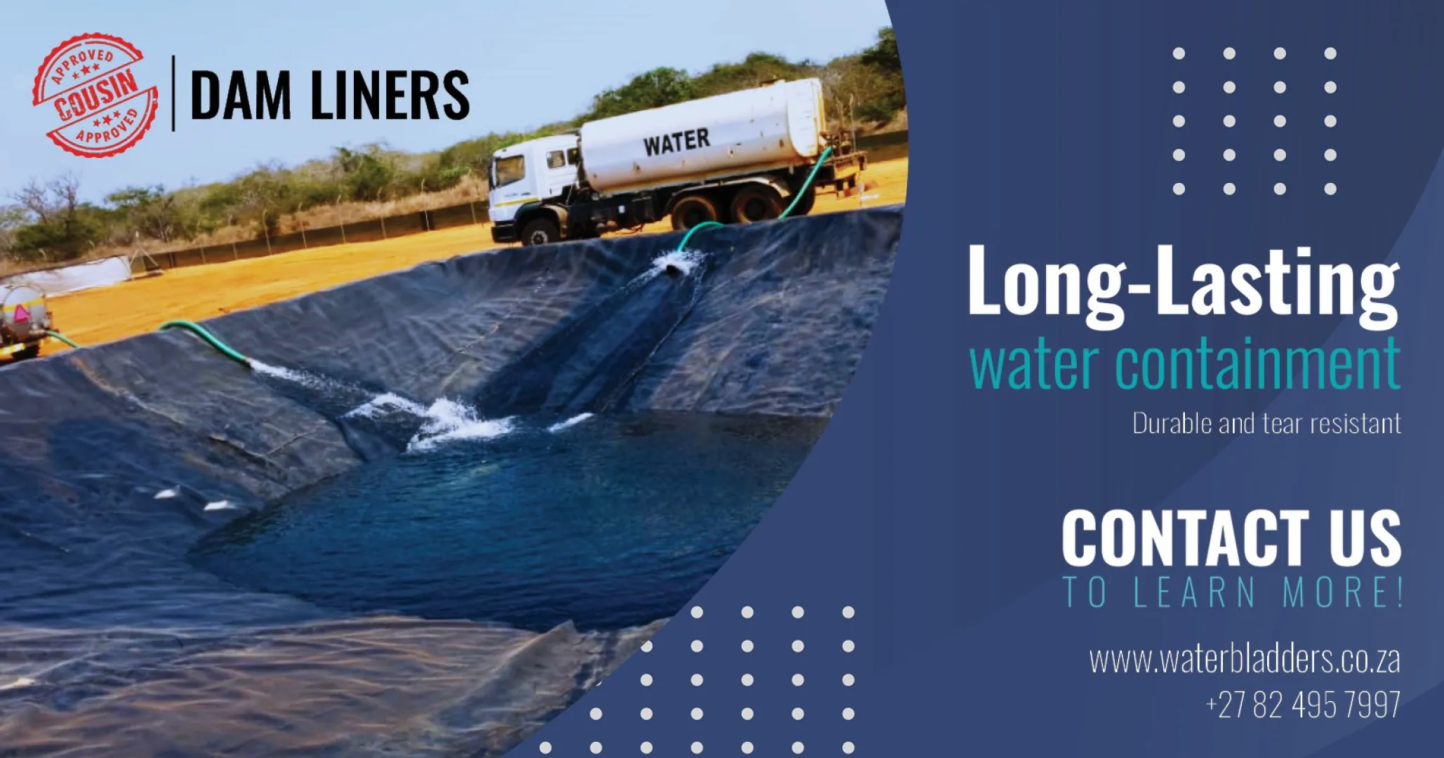 Custom PVC &amp; HDPE dam liners | Water Bladders