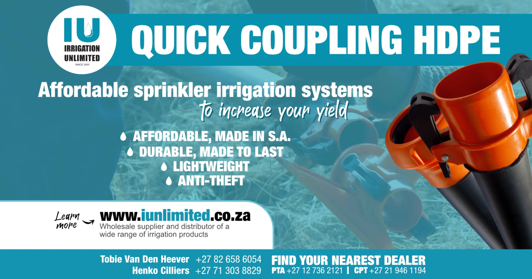 Quick coupling HDPE sprinkler irrigation systems | Irrigation Unlimited