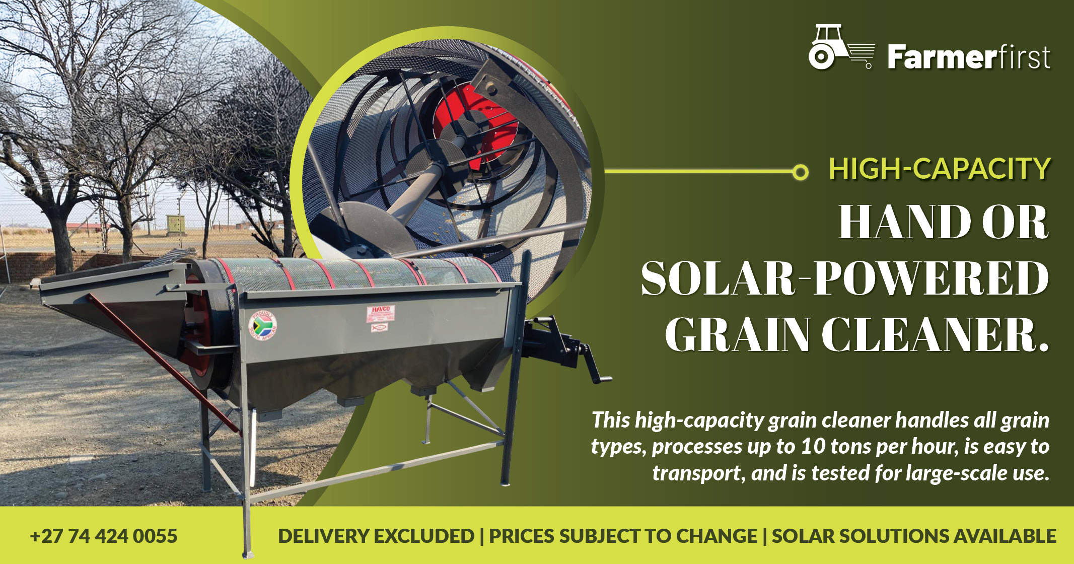 High-capacity hand or solar-powered grain cleaner | FarmerFirst