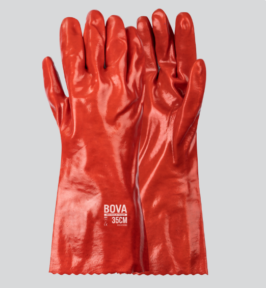 PVC Red Medium Weight 35cm Glove | Bova safety wear | BBF safety