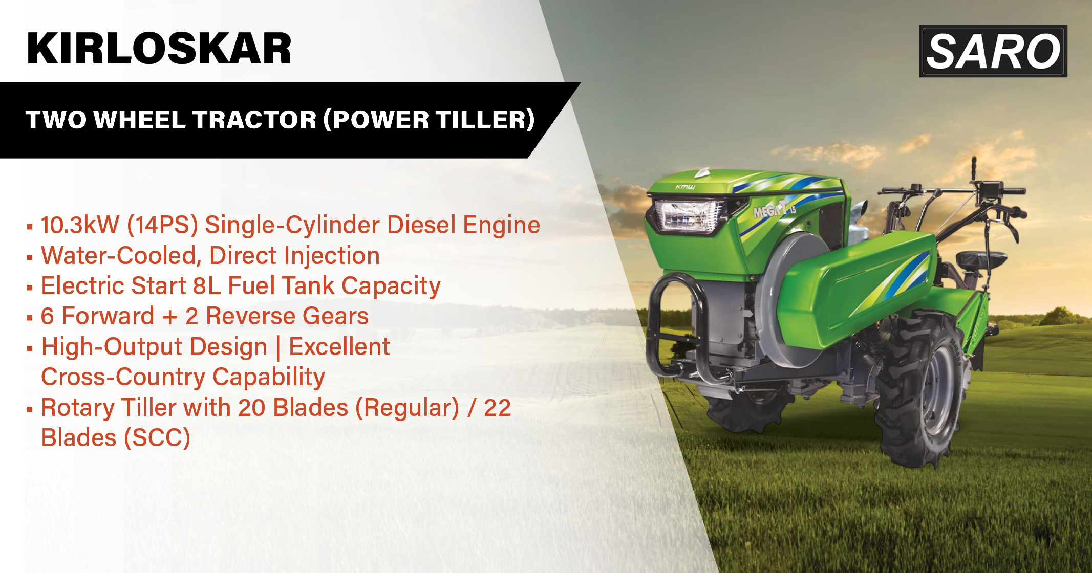 Kirloskar two wheel tractor (Power Tiller) | Saro Agro