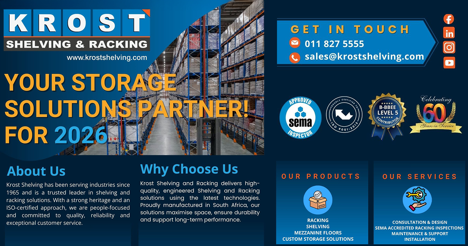 Your 2026 storage partner: Celebrating 60 years of Krost Shelving & Racking