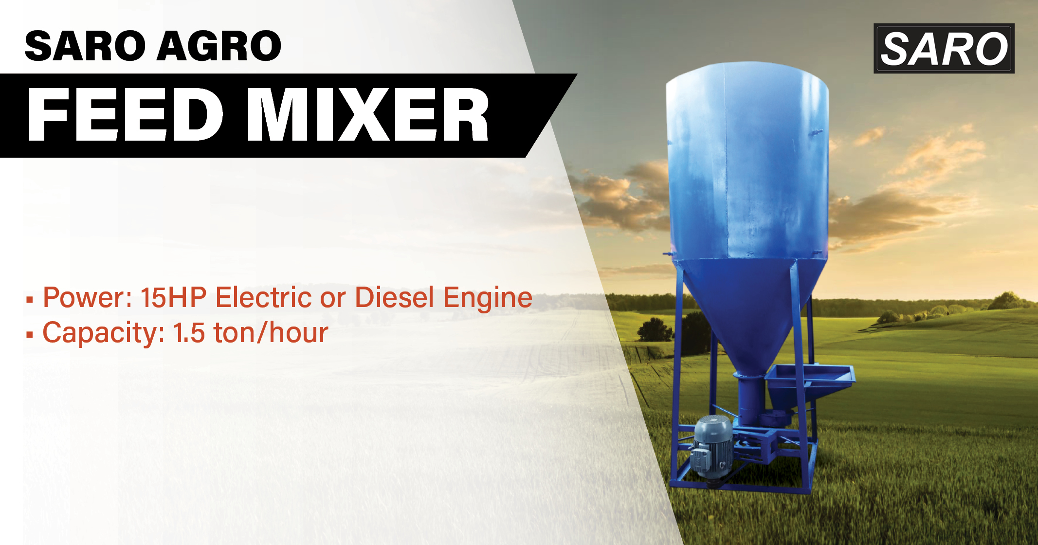 Electric or diesel engine feed mixer | Saro Agro 