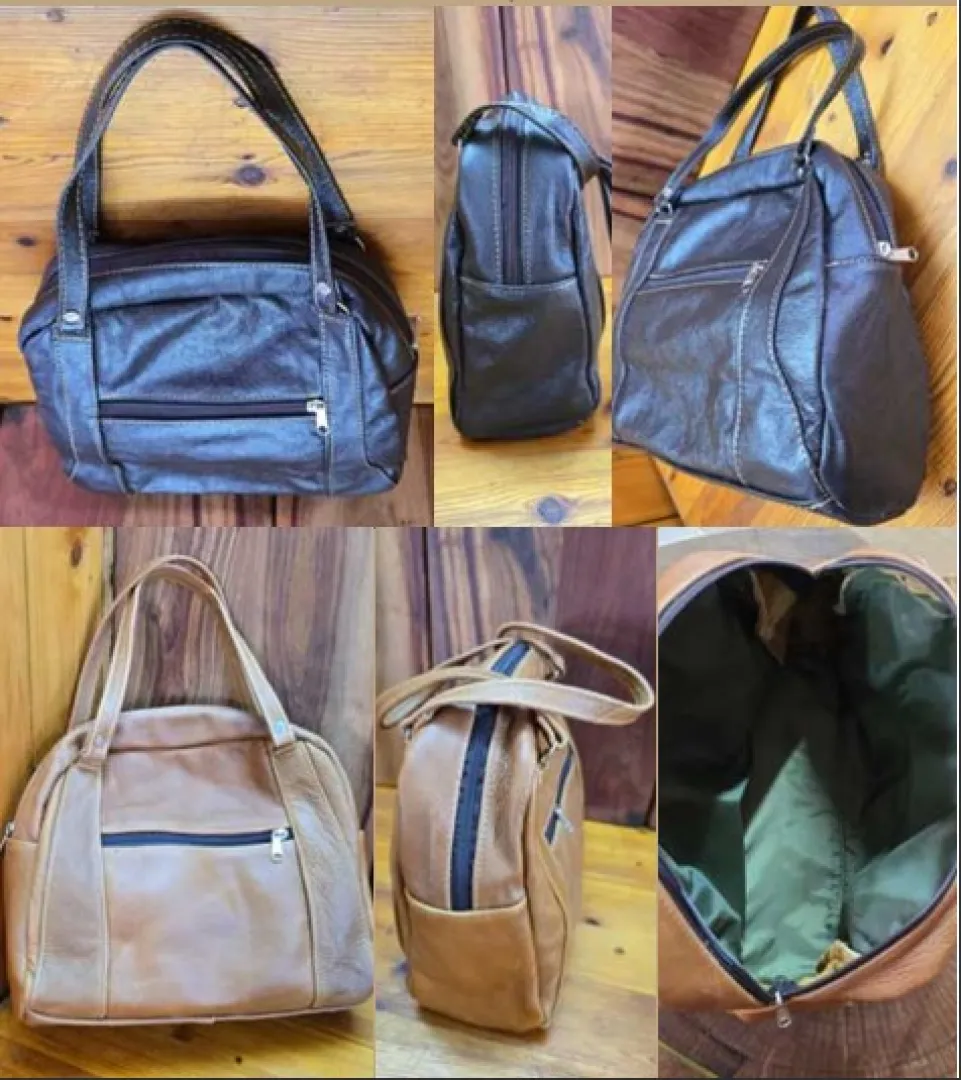 ENUINE LEATHER HIGH QUALITY HANDBAG WITH ZIPS | ±27×31×10cm | Outdoor Innovation