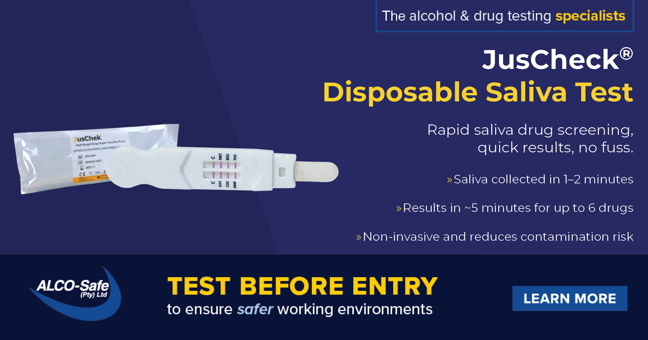 JusCheck® Disposable Saliva Test | ALCO-Safe (Pty) Ltd