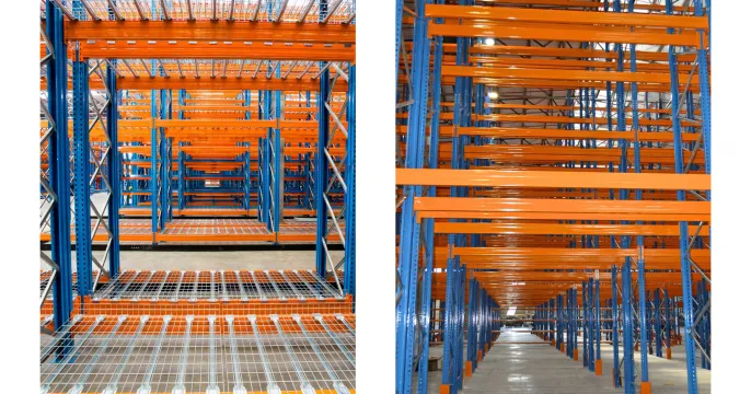 Very Narrow Aisle (VNA) racking system with wire mesh decking | Krost Shelving & Racking