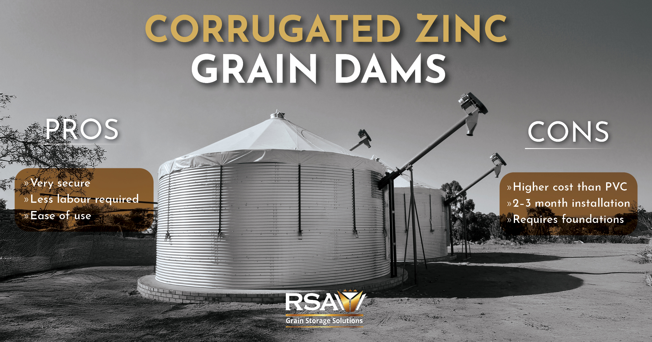 Corrugated zincalum grain dams | RSA Grain Storage Solutions