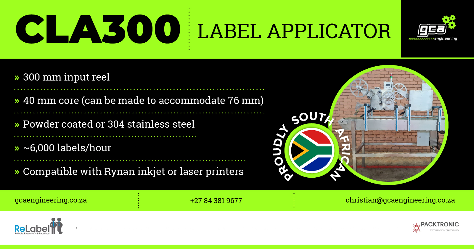 CLA300 Label Applicator | High-speed precision labeling | GCA Engineering 