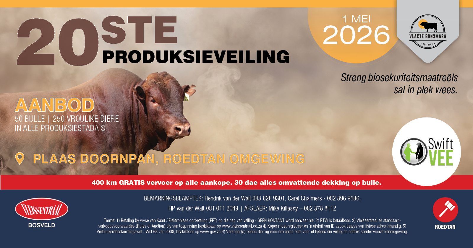 Vlakte Bonsmara Studiegroep se 20ste Produksieveiling | 1 Mei 2026 | Plaas Doornpan