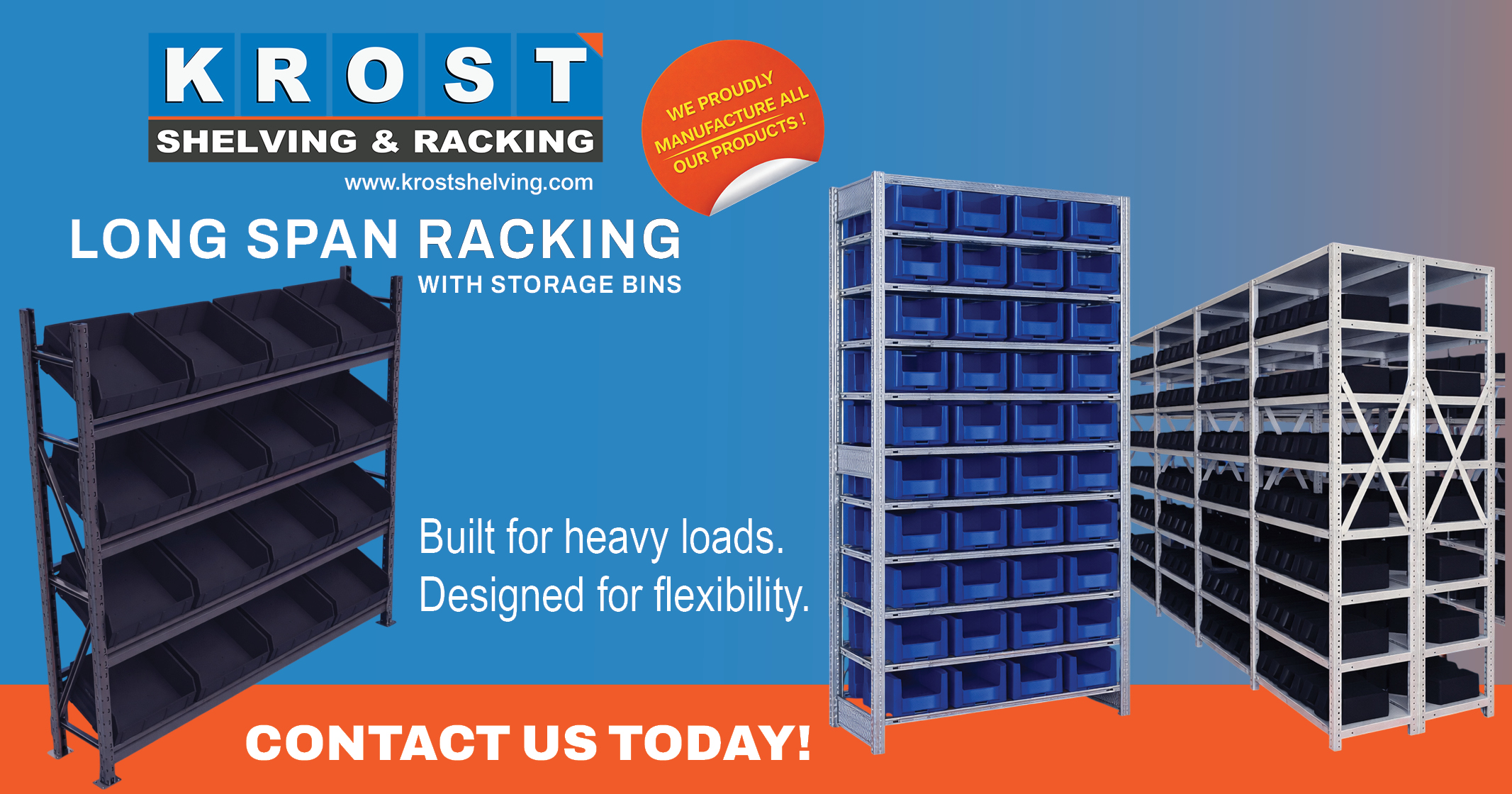 Complete storage systems: Long span racking with bins | Krost Shelving & Racking