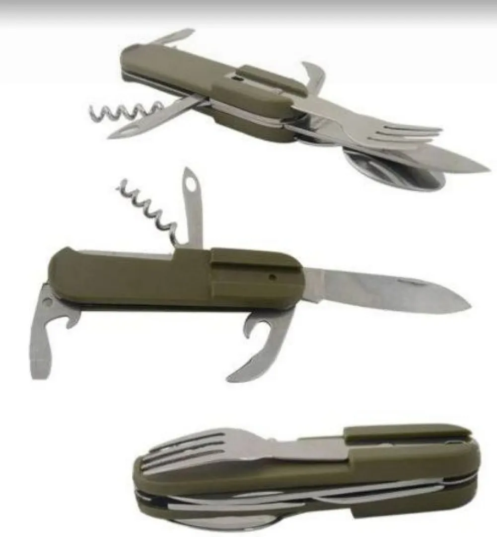 Camping Hiking Spoon Fork Bottle Opener Knife Portable Pocket Folding Multi Tool | Outdoor Innovation