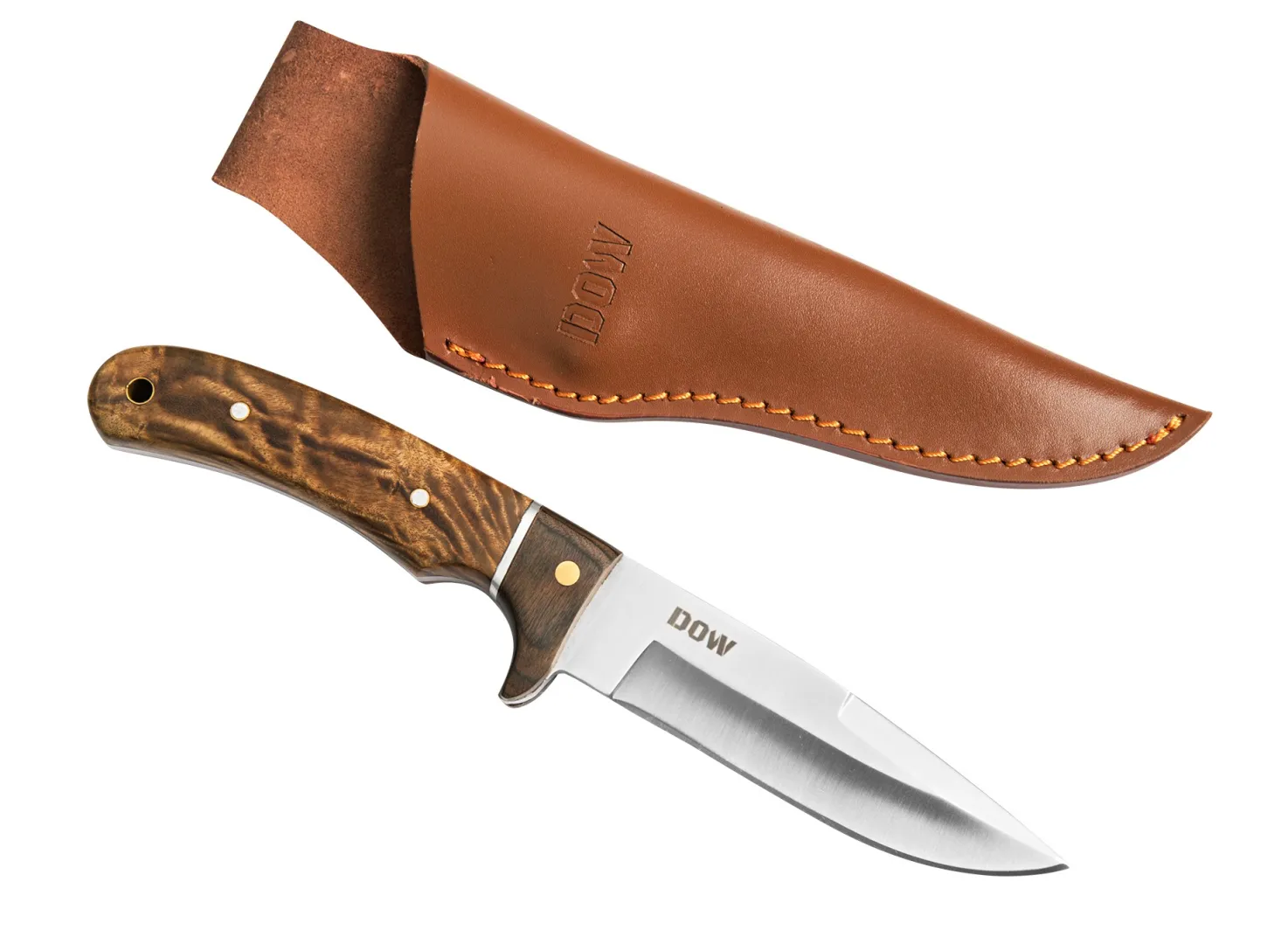 DOW. 8.75 Inch Fixed Blade, Black Pakkawood Bol, Light Burlwood (K2889L) | Outdoor Innovation
