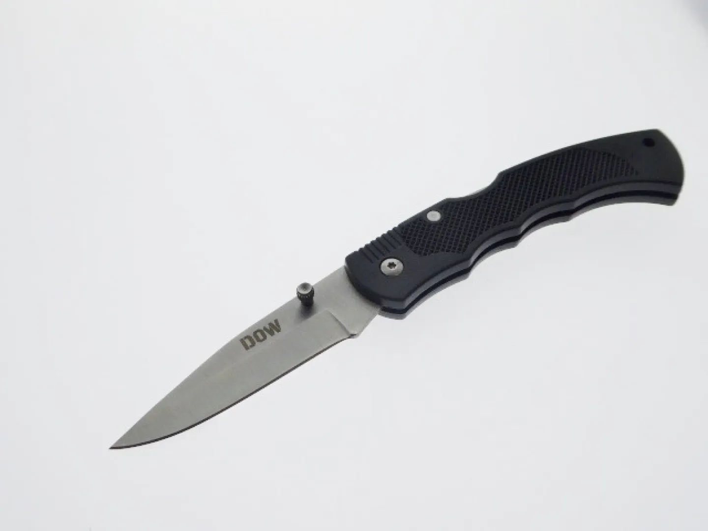 DOW. Folding knife, back lock, Black Plastic Handle (K2077) | Outdoor Innovation