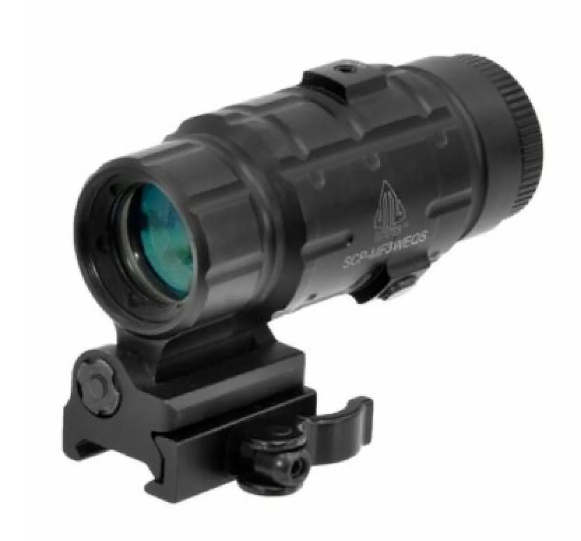 SCP MF3WEQS UTG Sporting Type WE Adjustable 3X Magnifier with Flip to side QD Picatinny Mount | Outdoor Innovation