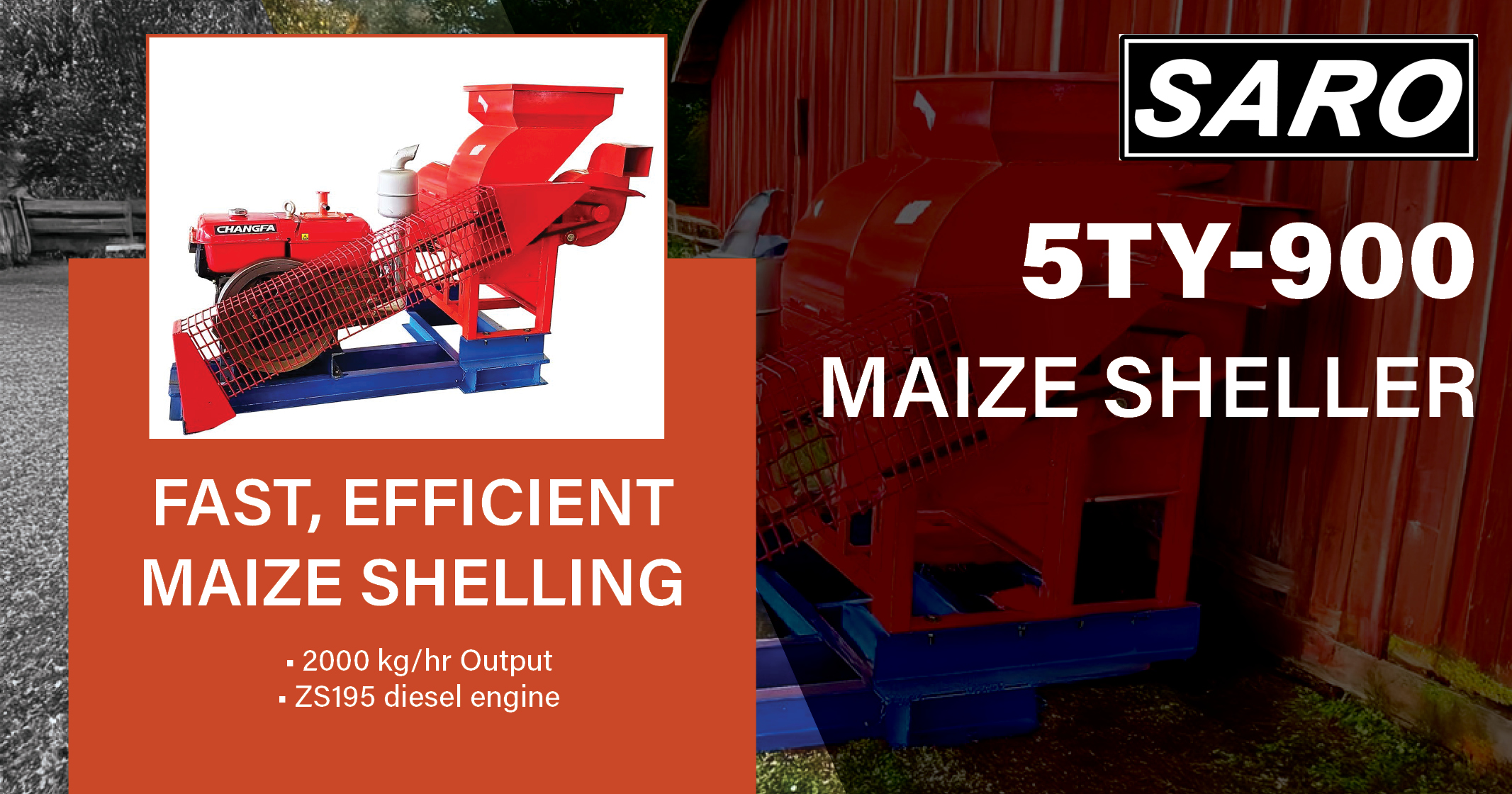 SARO 5TY-900 Maize Sheller: Fast, Efficient Maize Shelling | Saro Agro