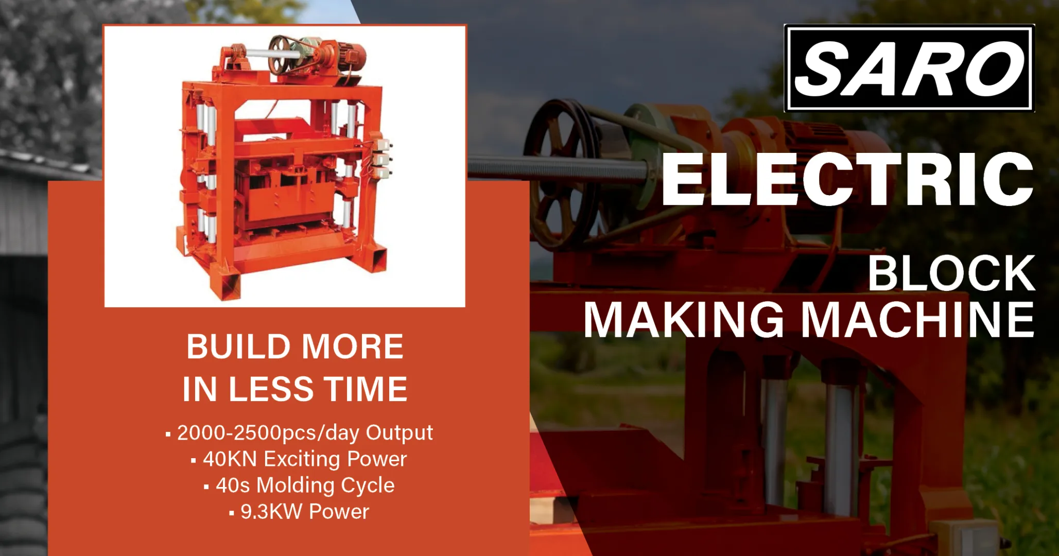Electric Block Making Machine 9.3kw 2000 - 2500pcs/day Output | Saro Agro