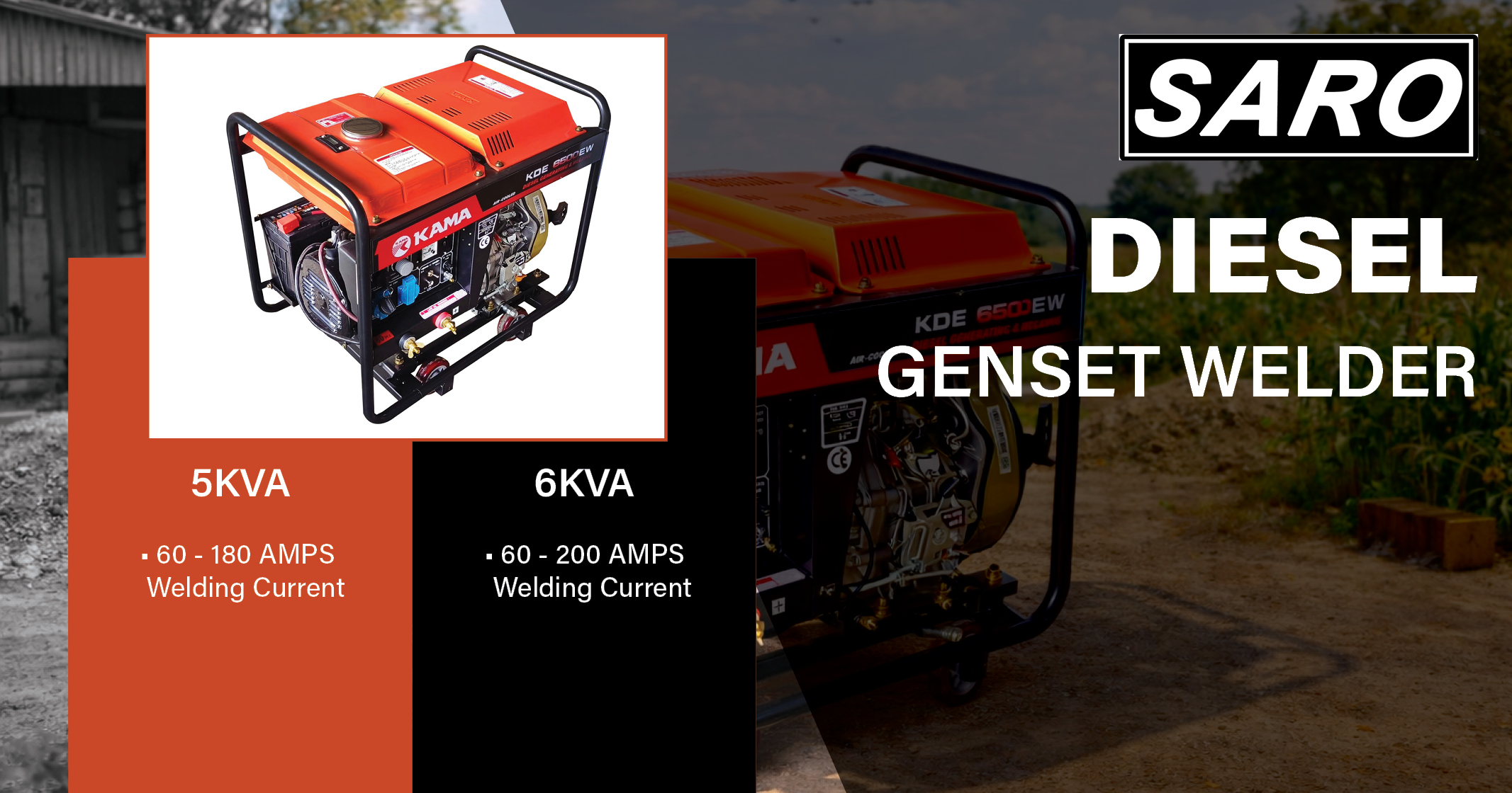 Diesel Genset Welder 5KVA - 6KVA 180 - 200 AMPS | Saro Agro