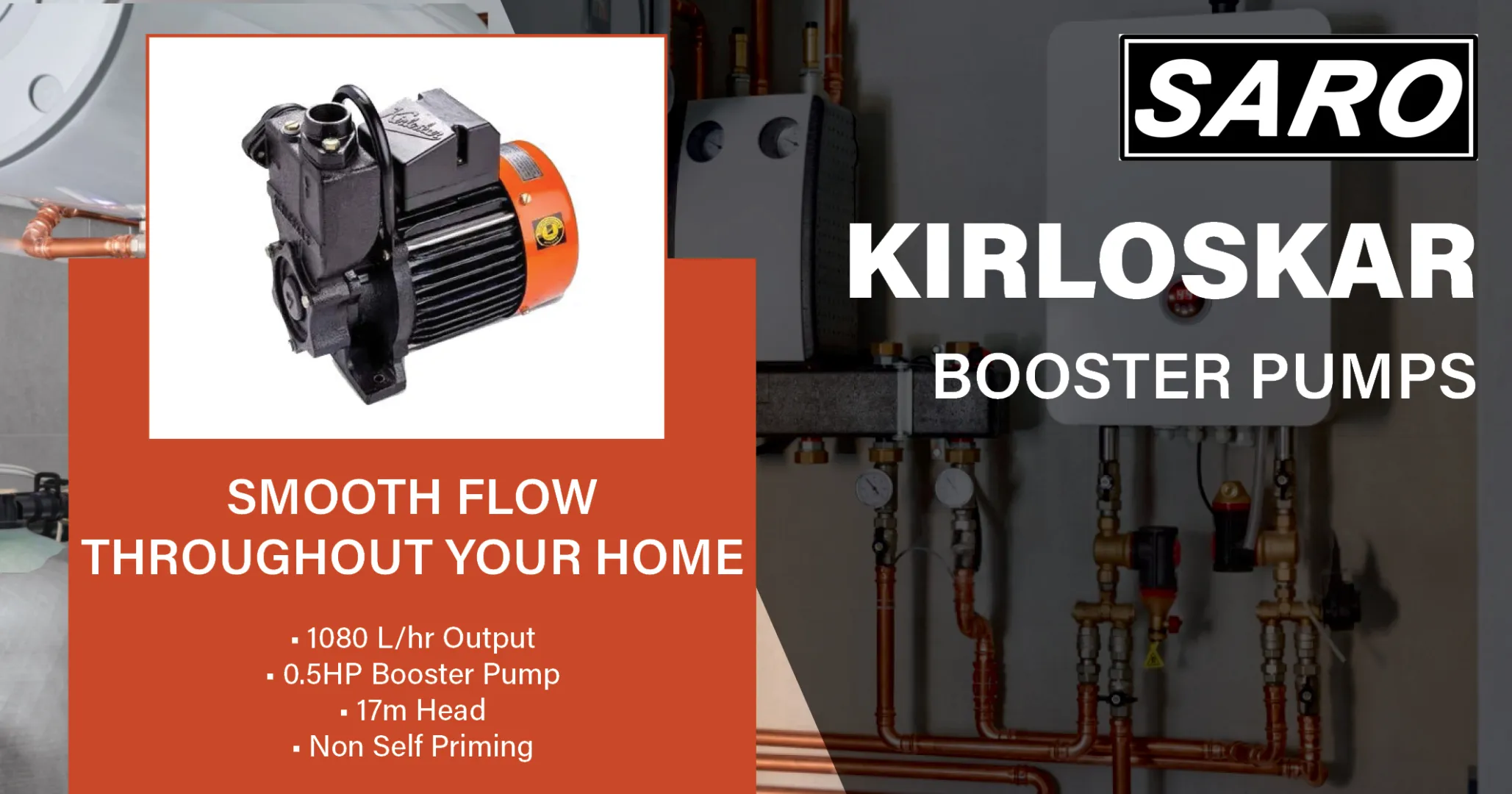 Kirloskar Booster Pump 0.5HP 17m Head 1080 L/hr Output | Saro Agro