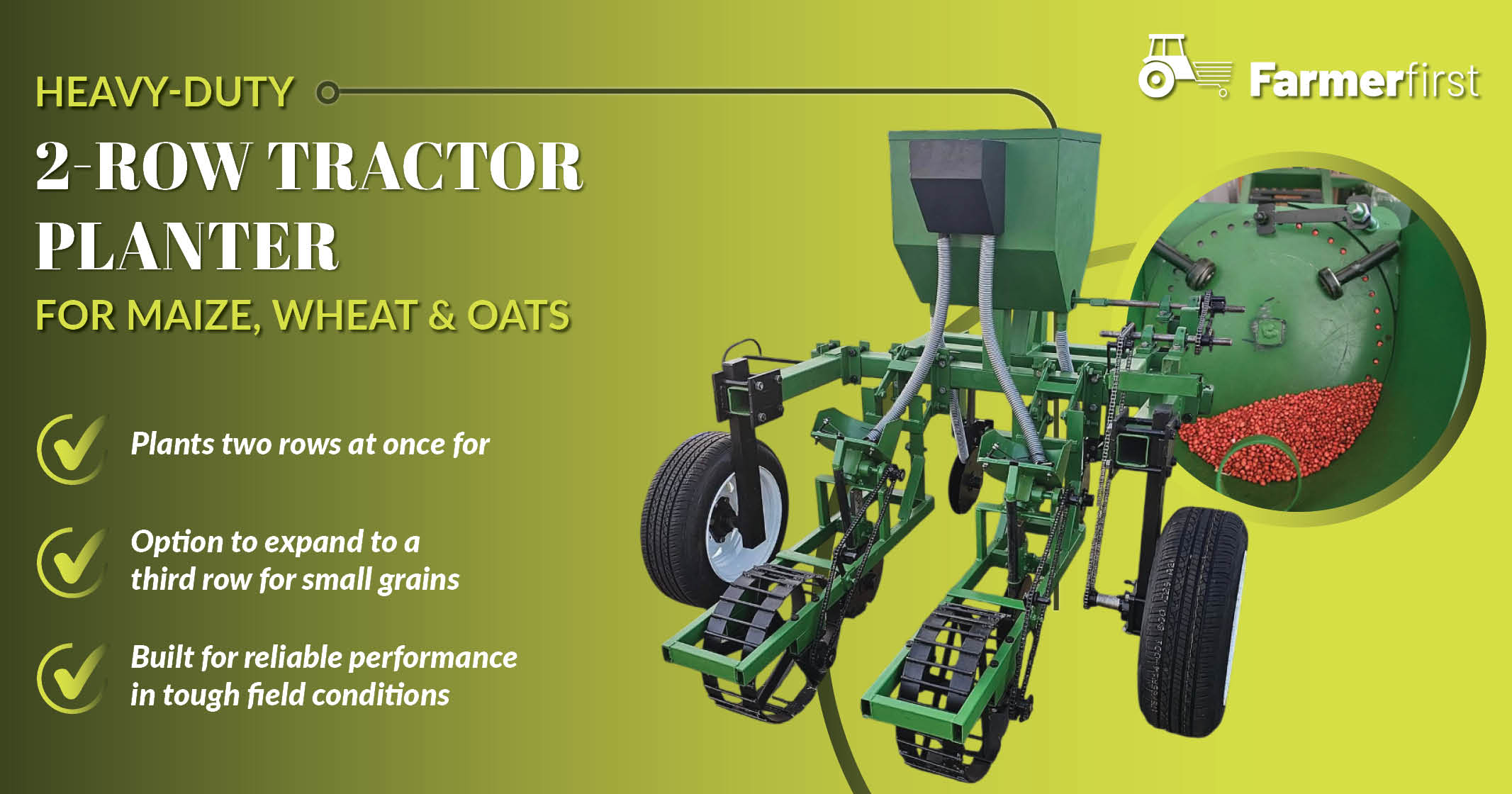 2-Row Tractor Planter for Maize, Wheat & Oats | FarmerFirst