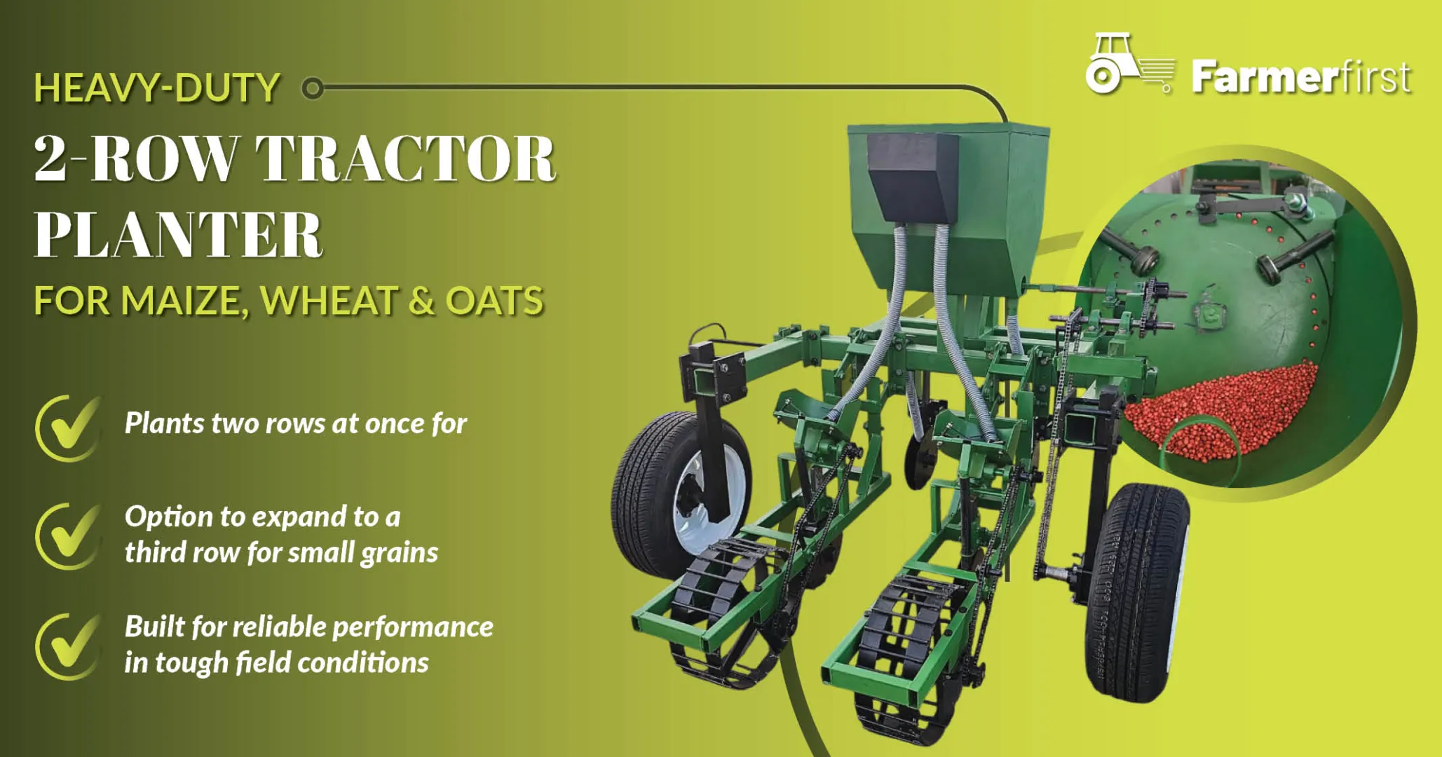 2-Row Tractor Planter for Maize, Wheat &amp; Oats | FarmerFirst