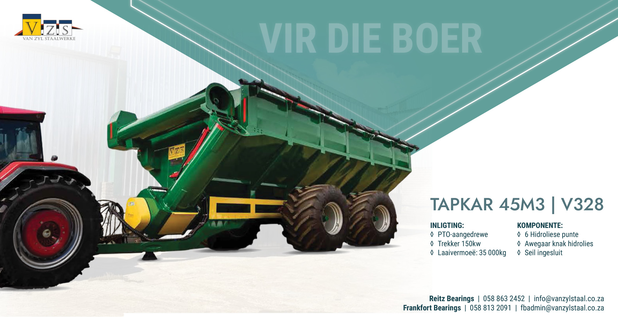 Tapkar 45m³ | Model V328 | Van Zyl Staalwerke