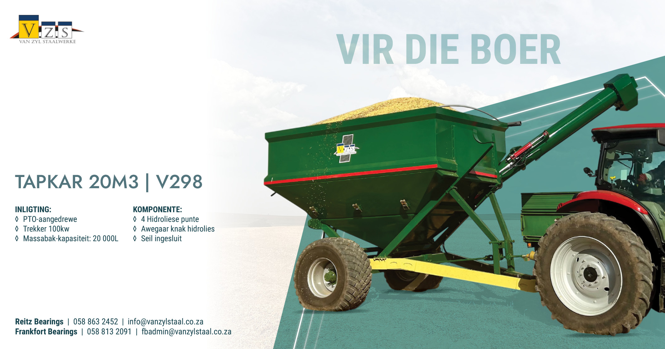 Tapkar 20m³ | Model V298 | Van Zyl Staalwerke