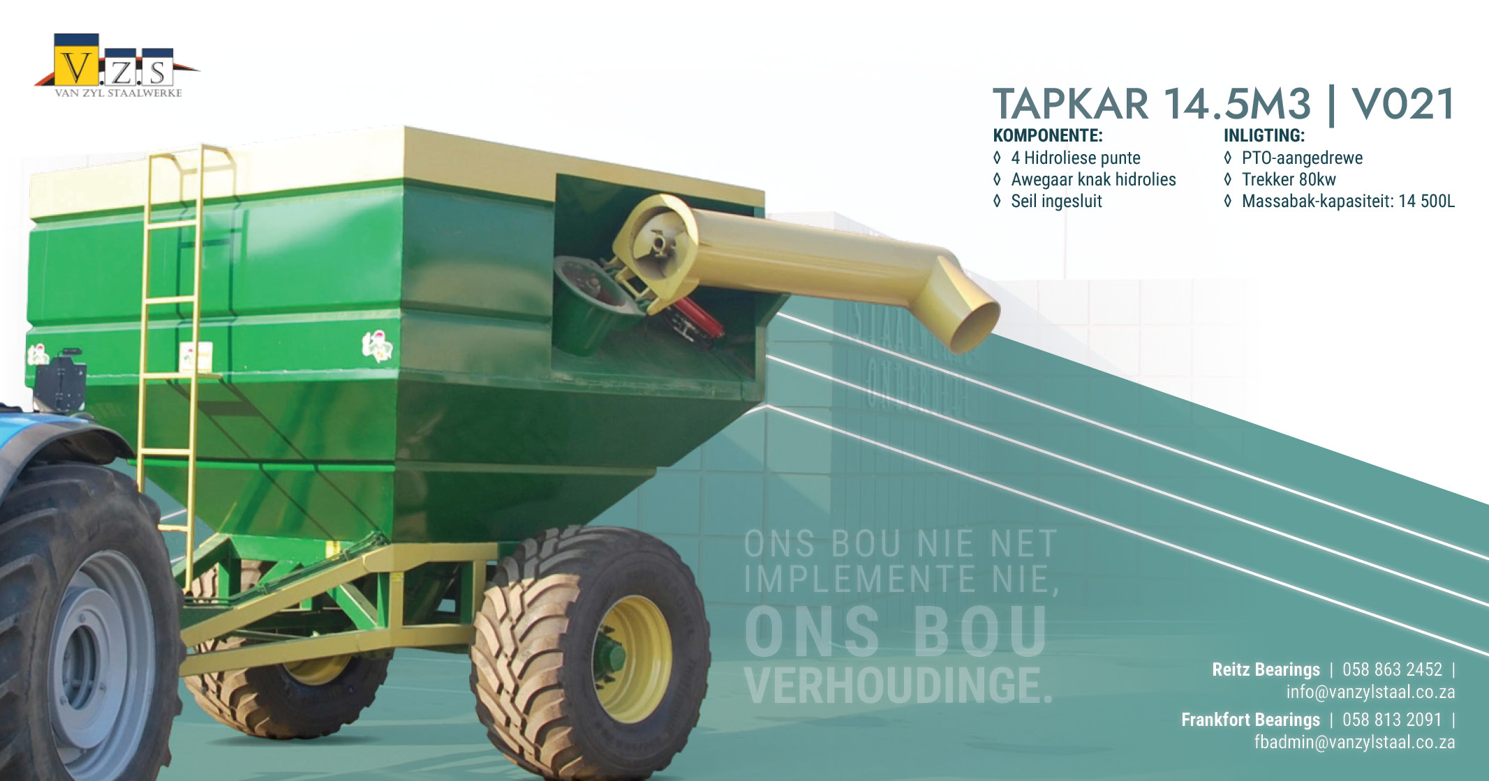Tapkar 14.5m³ | Model V021 | Van Zyl Staalwerke